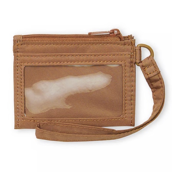 PINK CARD HOLDER KEYCHAIN WITH ZIP in Color Caramel 🆕 - Picture 3 of 3